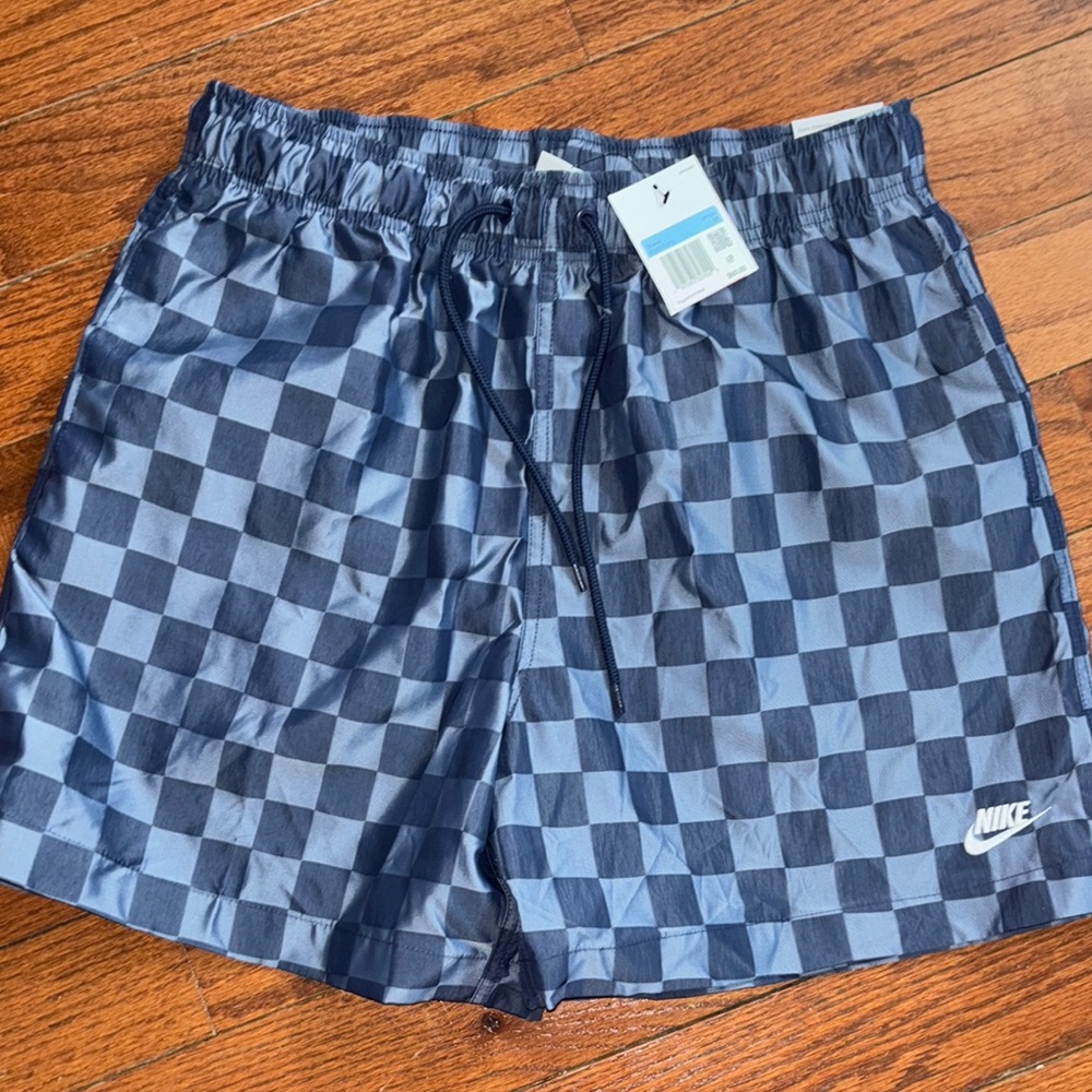 Nike Checkered Swim Shorts - Blue and Black